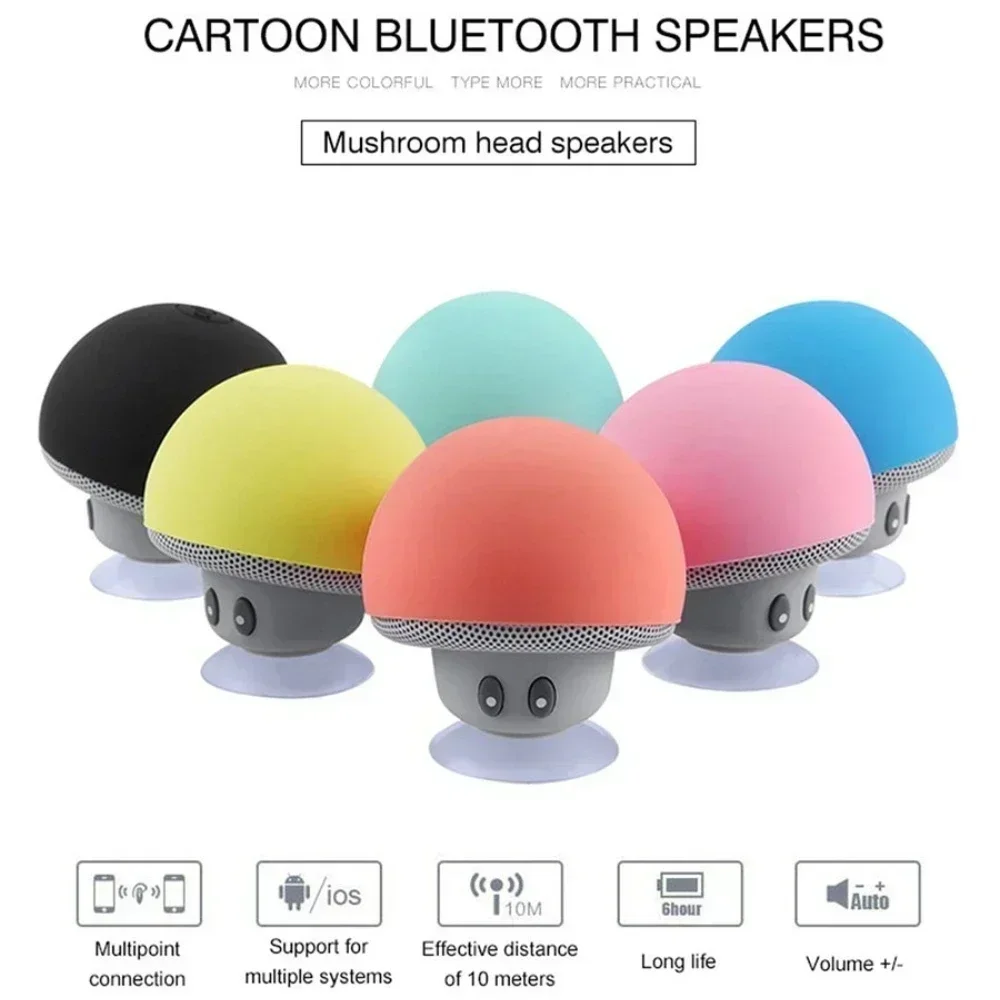 Mini Portable Bluetooth Speaker Powerful Suction-Cup Built-in Microphone Bluetooth Speaker for Phone Shower Gift 5.0 Connection