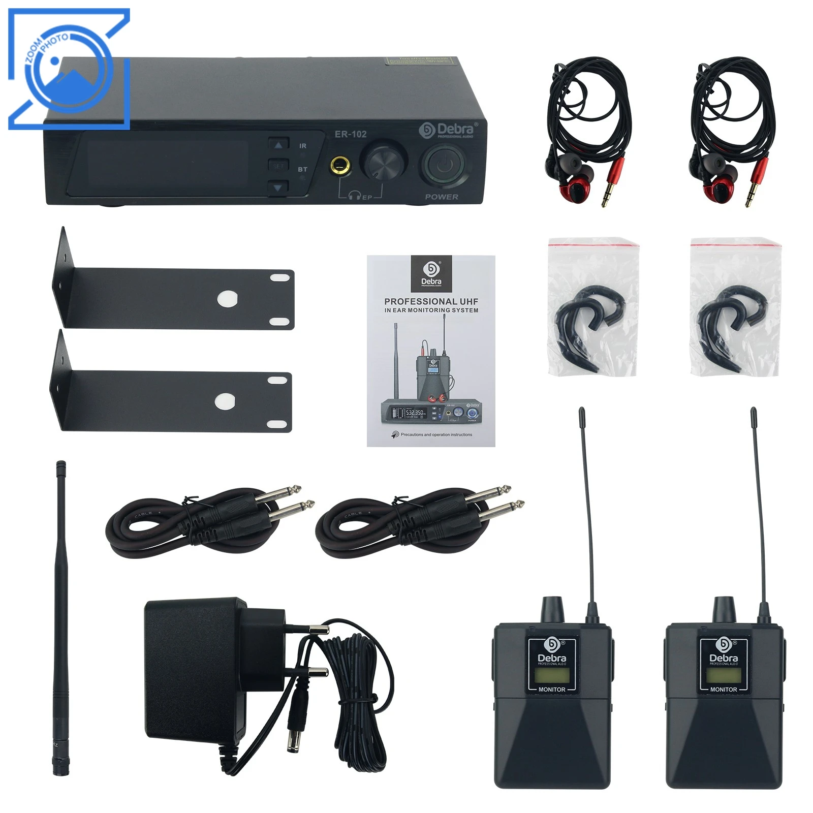 ER-102 نظام IEM لاسلكي احترافي Bluetooth5.0 UHF 510 ميجا هرتز-580 ميجا هرتز نظام مراقبة الأذن مع جهاز استقبال