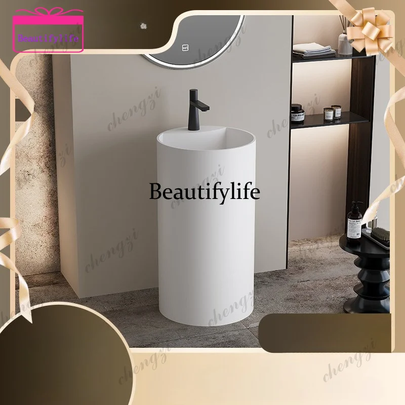 cylindrical integrated wash basin with faucet hole, column basin, hotel household  a17