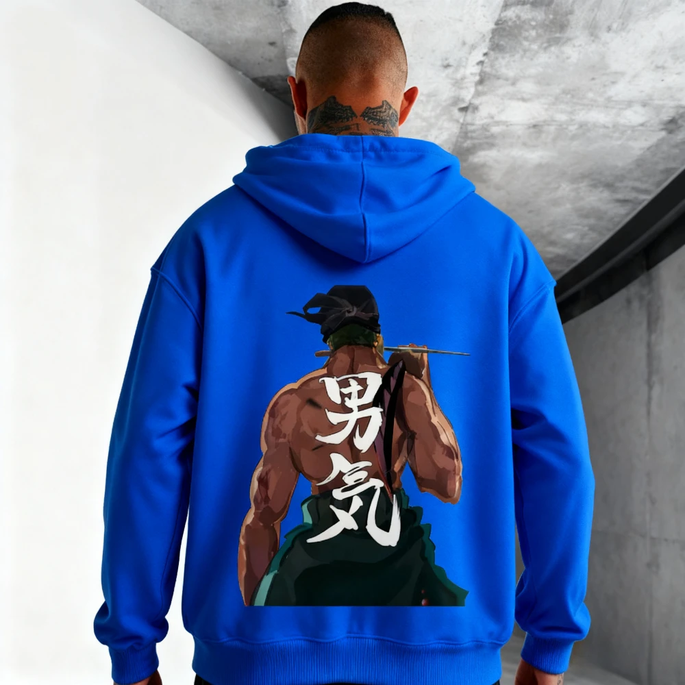 شعبية مانغا قطعة واحدة رورونوا زورو الرجال هوديي القطن اللياقة البدنية ريترو الشارع فضفاض كبير المرأة قصيرة الأكمام عادية Y2K