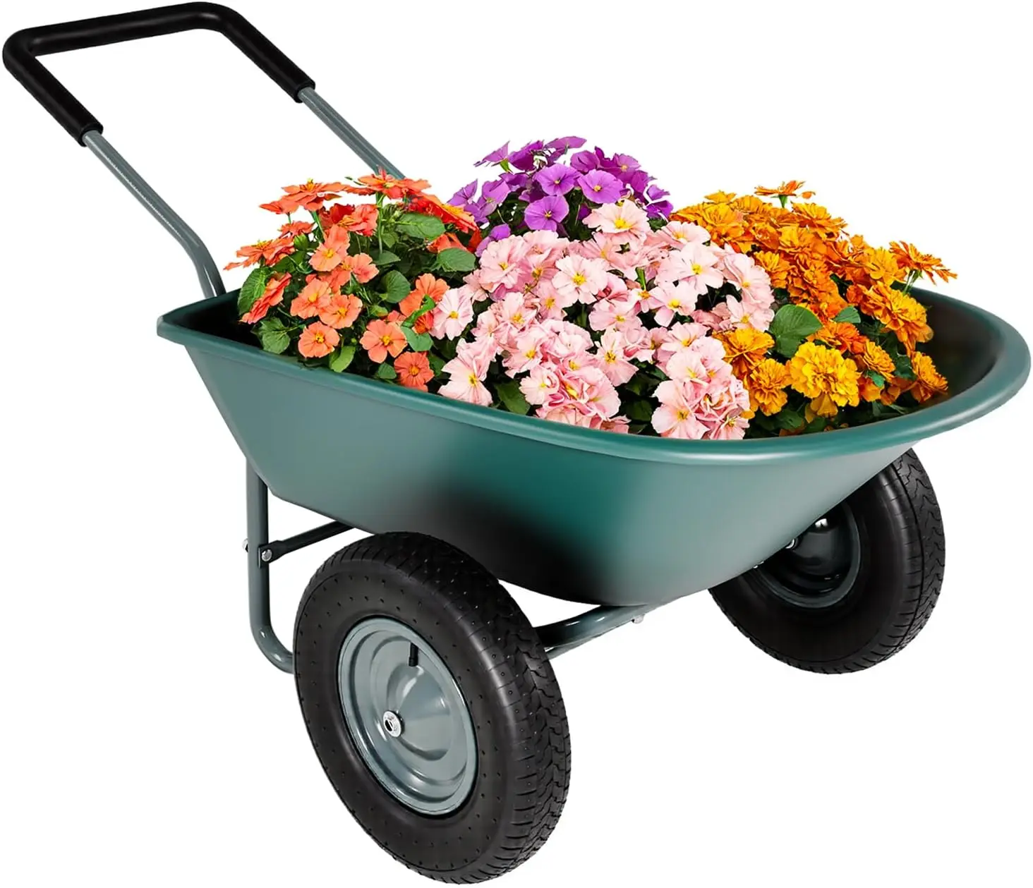 

Upgrade 2 Wheel Wheelbarrow Yard Cart with Padded Handlebar 14 Inch Pneumatic Tires for High Stability Ideal for Moving Soil Pla