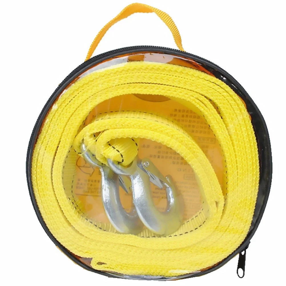 1Pc 4M Ton Car Trailer Rope Practical Durable Outdoor Emergency Kit Nylon Tow Rope Double Thicken Car Trailer(Yellow)