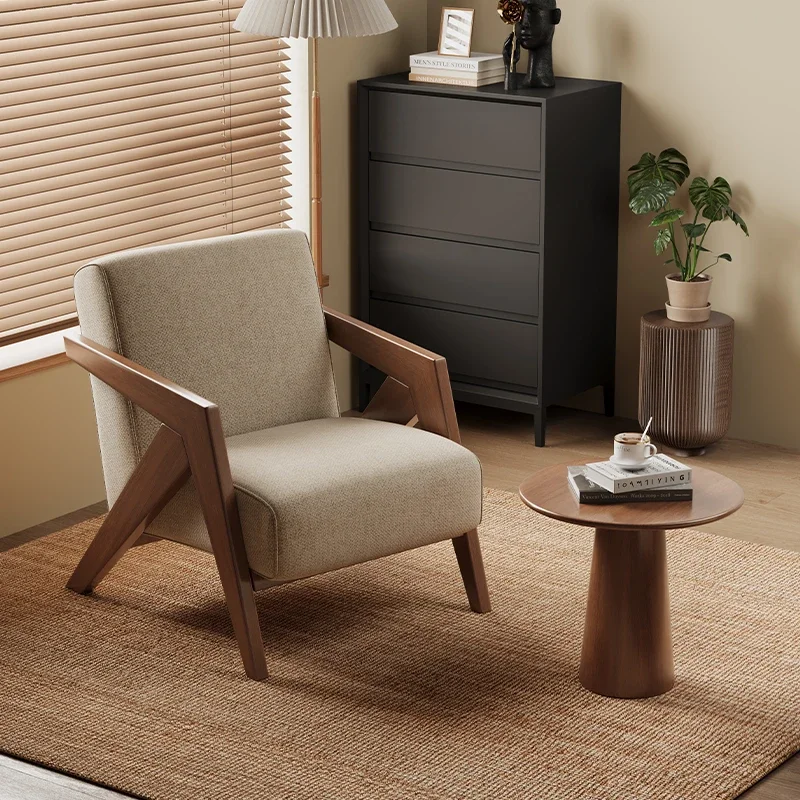 

For Modern Single Seat Sofa Chair Newest Design Genuine Leather With Wood Frame for Living Room and Dining Furniture