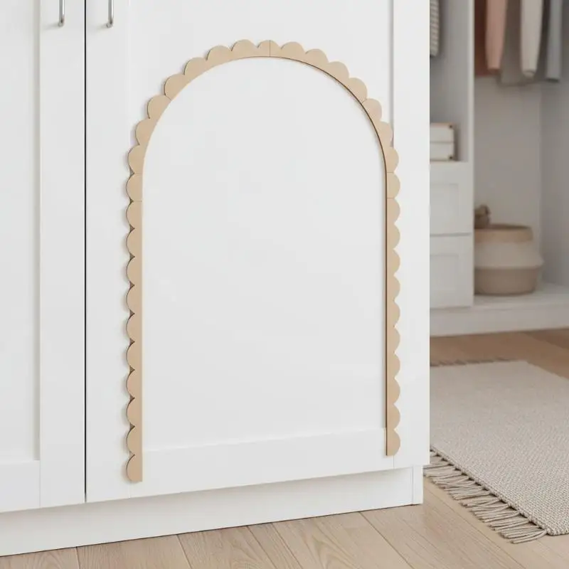 @ Wood Wall Arch Decor DIY Unfinished Wooden Frame Scalloped Crafts Trim Accent Furniture Molding Kids Room Nursery Decals