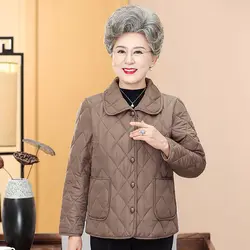 New Short Grandma Cotton Coat Lightweight Coat Cotton Coat Loose Mom Western Style Middle Aged Women's Cotton Clothes