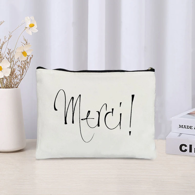 Bolsa de maquillaje de regalo de agradecimiento, accesorios de viaje para mujer, organizador de cosméticos, bolsa de almacenamiento de Perfume, estuche de maquillaje de lona ecológico, monedero
