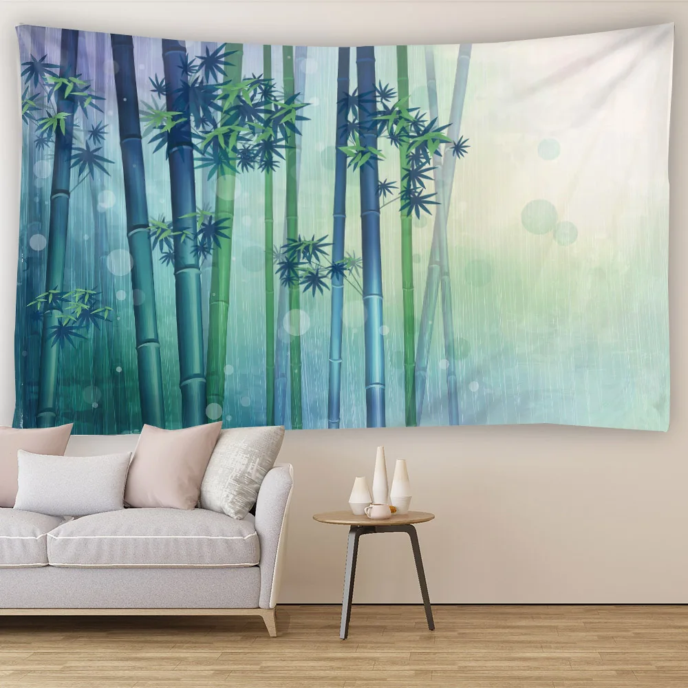 

Бамбуковый лесной гобелен, настенный подвесной домашний декор, фон, постер, ткань для спальни, фреска, простыня, пляжный коврик