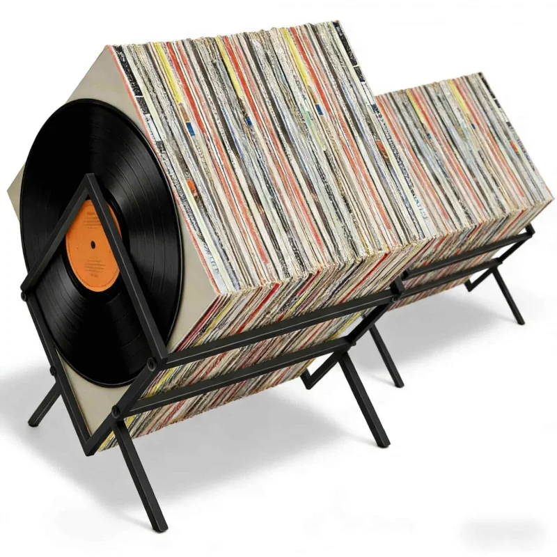 Vinyl Record Player CD Multi-Layer Large Capacity Storage Rack 80L Album Organizer for Home Bedroom Living Room CD Shelf