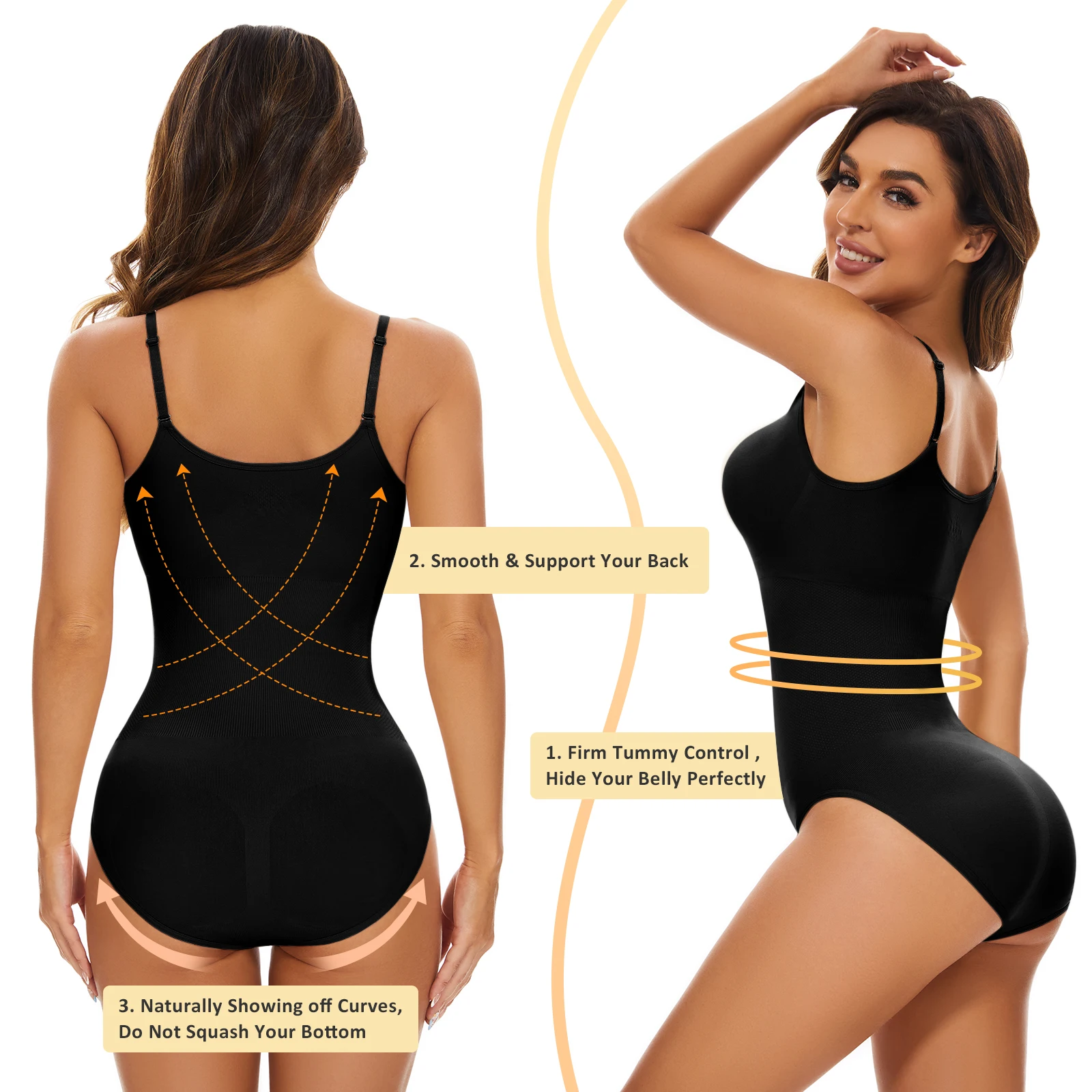 Bodysuit Shapewear para mulheres, controle de barriga, shaper do corpo, instrutor de cintura emagrecedor, camisola esculpida ajustável