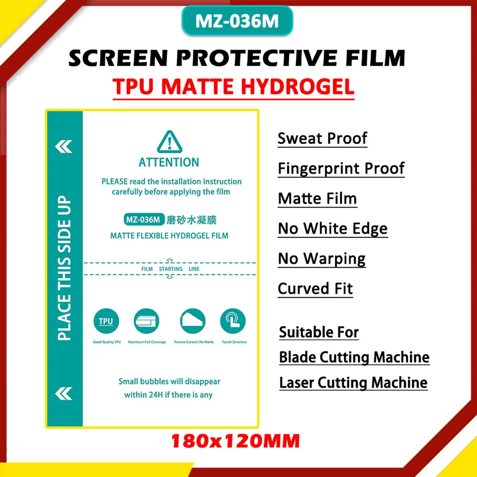50 piezas de películas de hidrogel TPU HD mate y antiespía para protectores de teléfonos, para máquinas de corte y trazado 3