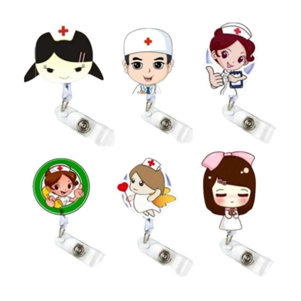 1pc Retractable Nurse ID Name Badge Reel Medical Workers Staff Work Card Chest Pocket Clip Pass Bus Card Badge Reels Holder