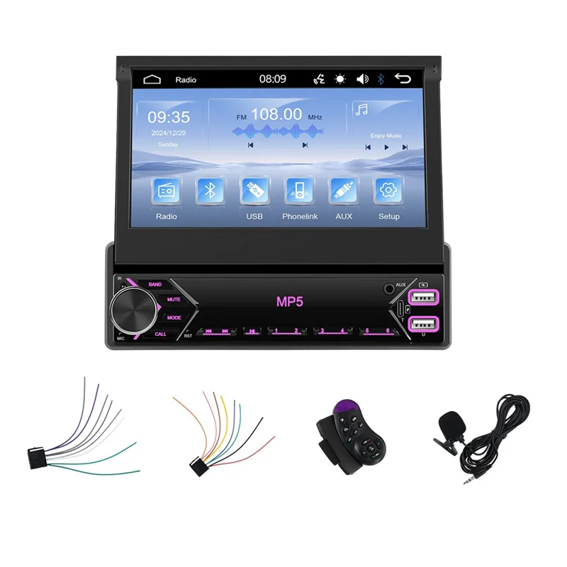 

Single Din Car Stereo 7 Inch Retractable Touchscreen Car Radio Car Flip Out Screen Radio