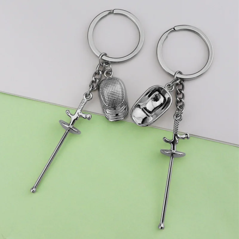 New Creative Fencing Keychain Pendant Sports Souvenir Flower Sword Sabre Heavy Sword Sports Small Pendant Key Ring Part Gift