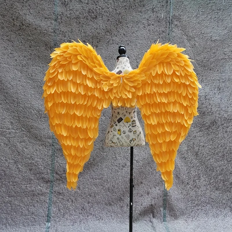 Yellow Large Devil Feather Wings Costume Model Catwalk Shows Angel Devil Wings Photography Props Costume Accessories Custom Made