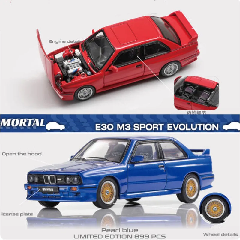 

Масштаб 1:64 M3 E30 EVO II, спортивный седан, имитация открытой крышки, модель автомобиля из сплава, статическая Коллекционная игрушка, подарок, сувенирное украшение