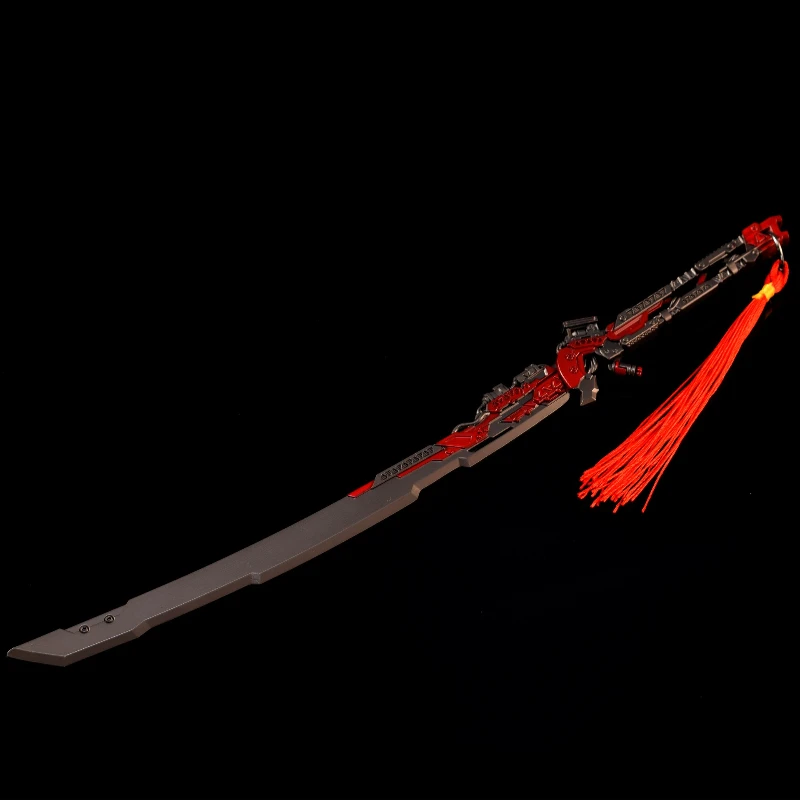 Periféricos de juego Ghost Recon de 26cm/10,23 pulgadas, espada samurái, cuchillo de Metal, modelo de arma con borlas, adorno de escritorio, juguete artesanal para niño