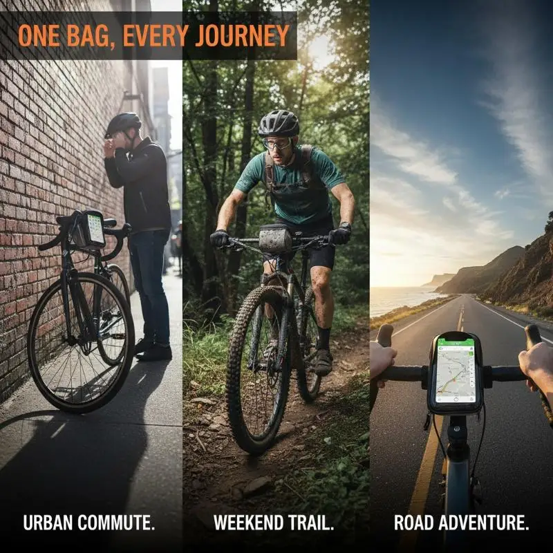 1L Bicycle Frame Bag Front Tube Phone Holder Waterproof Touchscreen Handlebar Storage for Mountain Road Bike Riding
