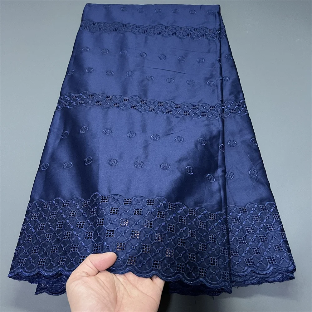 

2025 African Nigerian Tulle Lace Fabric Sewing for Dress High Quality Damask polish luxe Cotton Pure Embroidery 5Yard hz1397