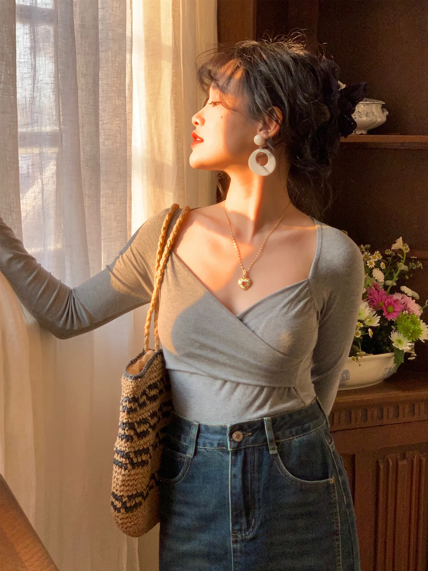 

Yuan ng Autumn New Design Sensation Women's Slim Fit Knitted Top ort Sve Long Sve T-irt Faionable plus Size