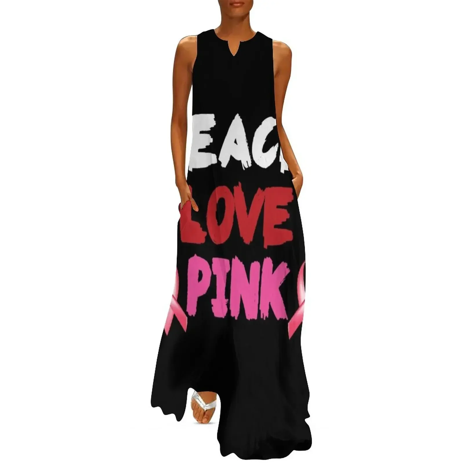 

Peace Breast Cancer Long Dress Women long dress women's summer dresses 2025 Woman's evening dress