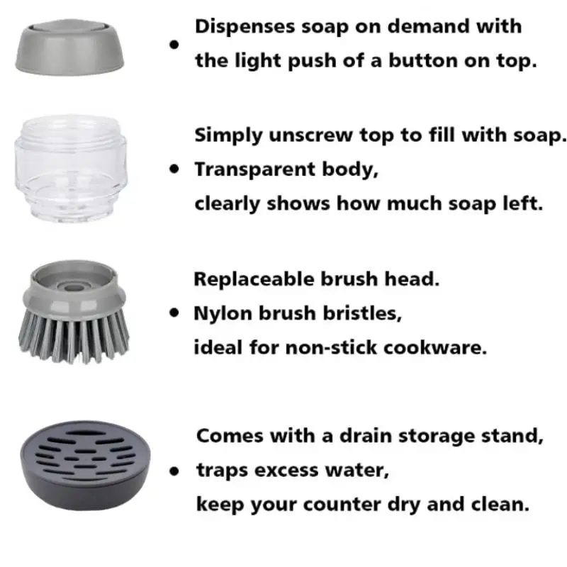 Automatic Liquid Dispenser Cleaner Palm Sponge Dish Cleaning Brush Pot Dishwashing Brush Kitchen Soap Dispenser Brush