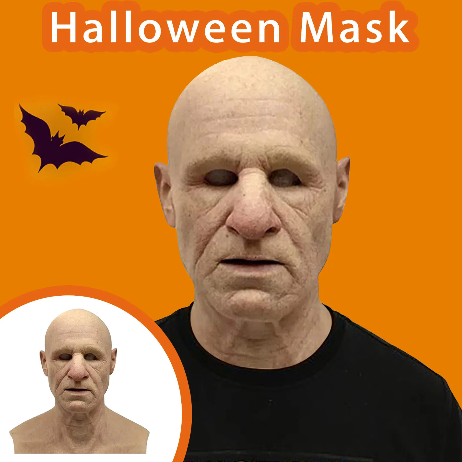 Masque intégral réaliste en silicone pour hommes et femmes, masque de grand-père, masque de grand-mère, fournitures de simulation, accessoires de cosplay pour la fête d'Halloween