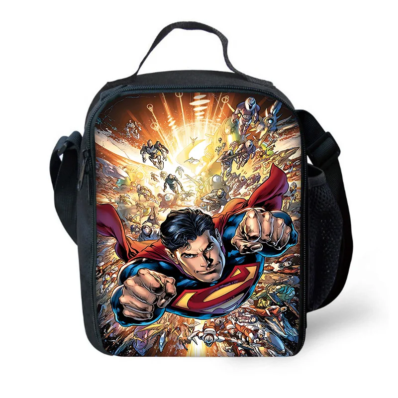 Cartoon S-Superman Logo borsa termica per bambini di grande capacità per ragazzo ragazza studente Picnic all'aperto Resuable Thermal Cooler Lunch Box