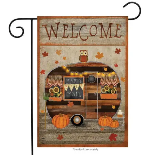 Fall Camper Primitive Garden Flag Autumn Home Decoration Banner 12x18In