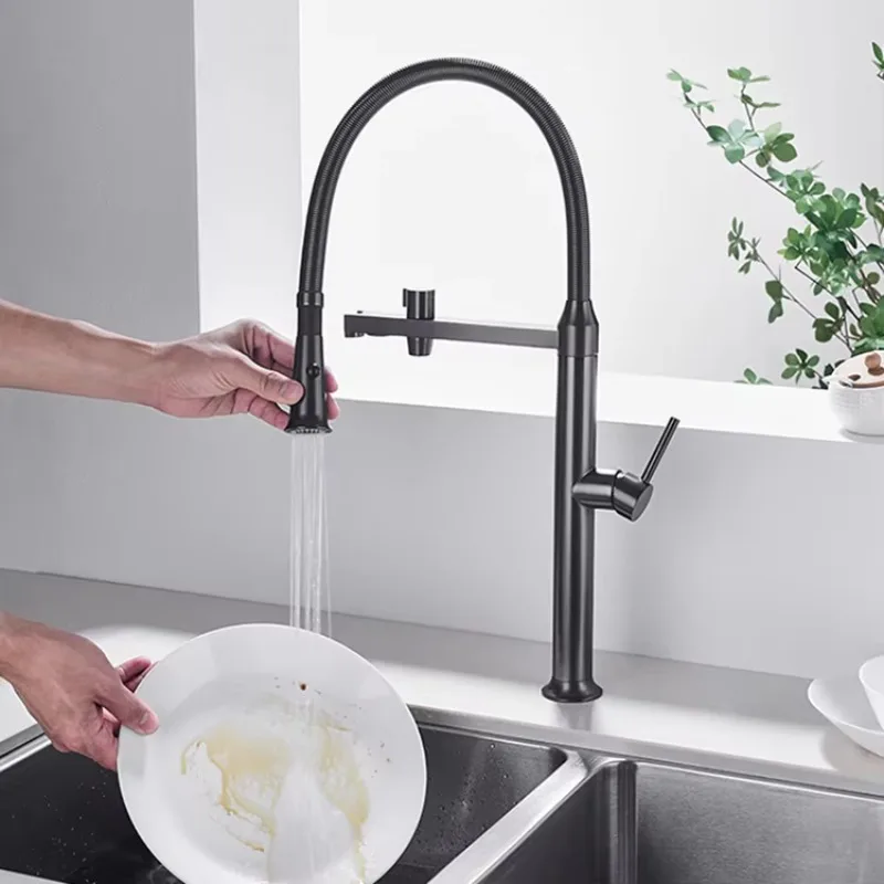 مثبت على سطح السفينة النحاسية 3 في 1 مرشحات مياه الصنبور المرنة لحوض المطبخ #5