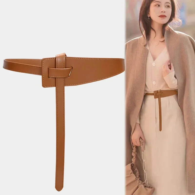 

Women's Wide Waistband Leather Decorative Coat Suit Waistband, Fashion Matching Sweater Skirt with Waistband Versatile Belt