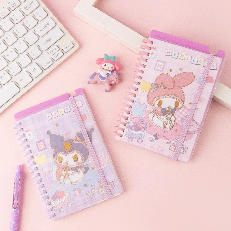 2pcs/set Sanrio Notebook Coil Book Kawaii Anime Kuromi Melody Students Diary Notepad Planners School Offices Supplies Stationery