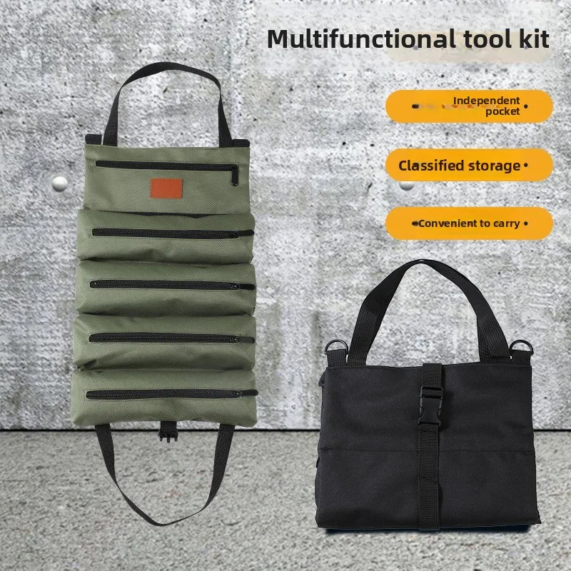 Nuovo rotolo di attrezzi, borsa per attrezzi arrotolabile multiuso, rotolo di chiavi, secchio per organizer per attrezzi in tela, custodia per rotolo avvolgente per kit di pronto soccorso per auto