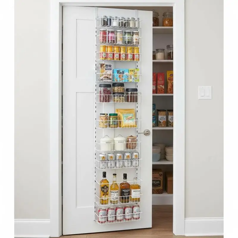 

Wall Mounted Storage Rack 10-Tier For Kitchen Laundry Room Bathroom, Heavy-Duty Steel Hanging Shelves Adjustable Spice Organizer White 17.5" x 6.3" x 75.6"