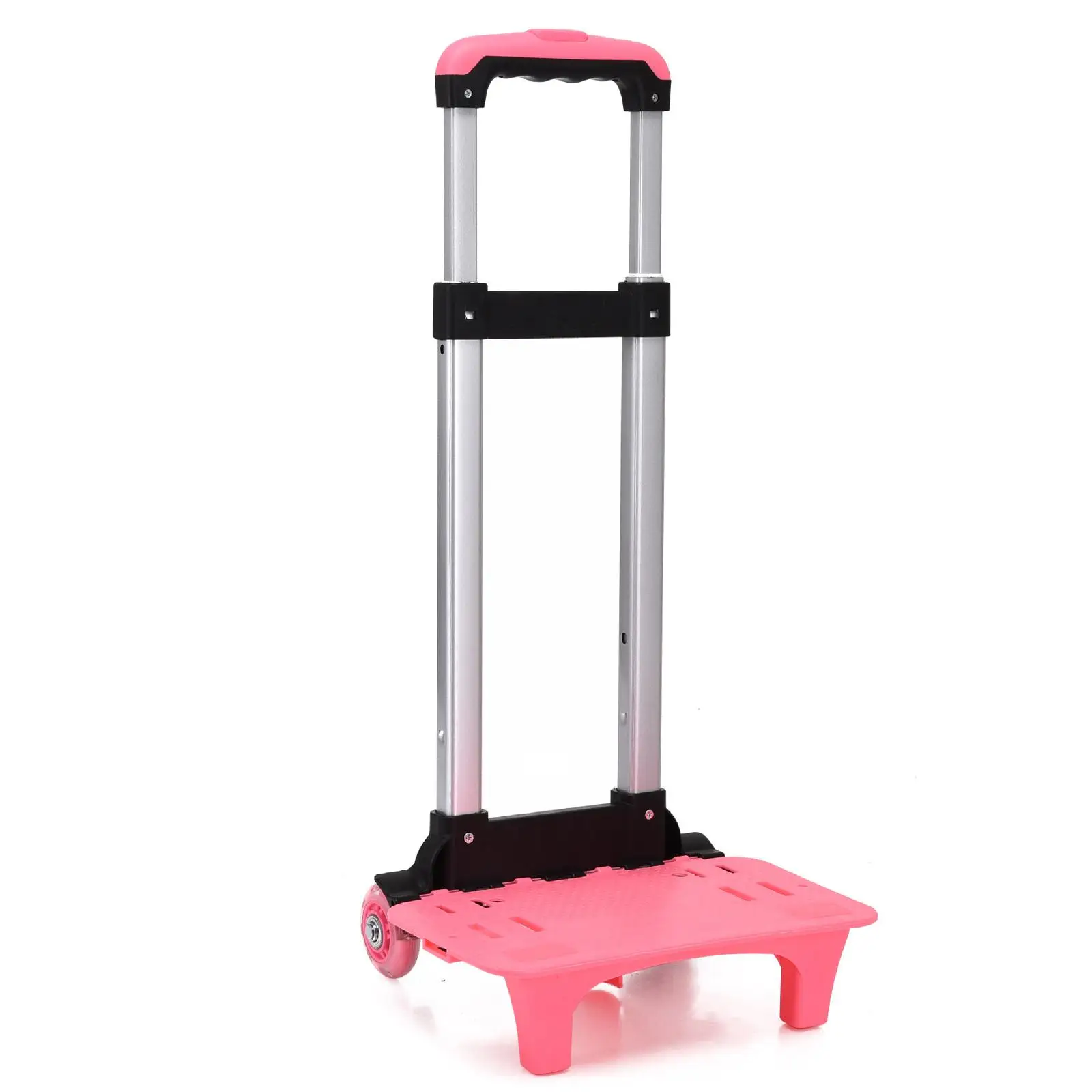 Backpack Hand Truck Aluminum Alloy Collapsible 2 Wheels Pink Backpack Trolley Wheeled Hand Trolley Luggage Cart for Kids Girl