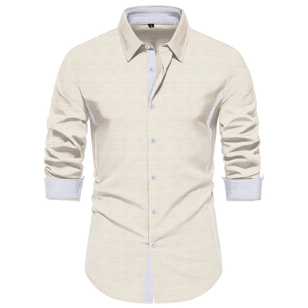 New spring and autumn Men\'s color Shirts business casual daily street outdoor travel lapel cardigan long-sleeved Tops