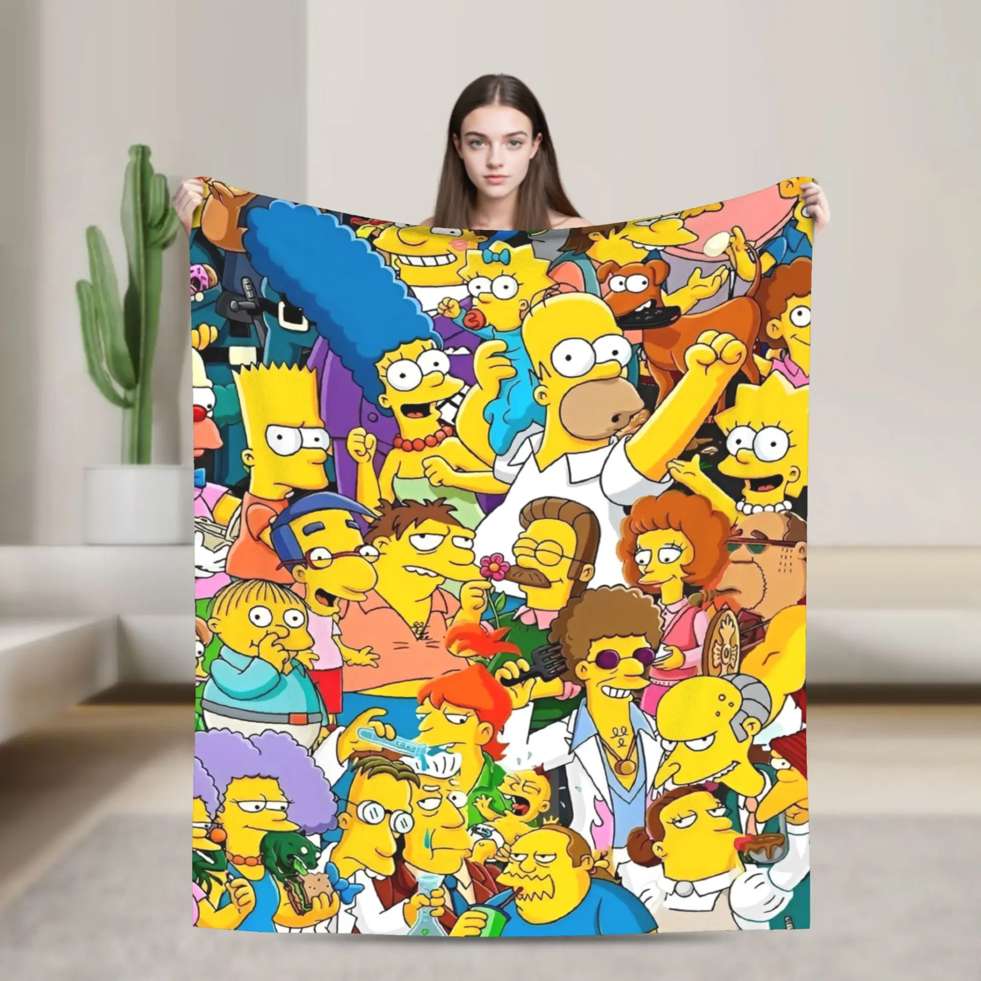 The Simpsons Cartoon  Blanket  Warm Novelty Plush Throw Blanket For Outdoor Decorative Flannel Bedspread Bed Cover