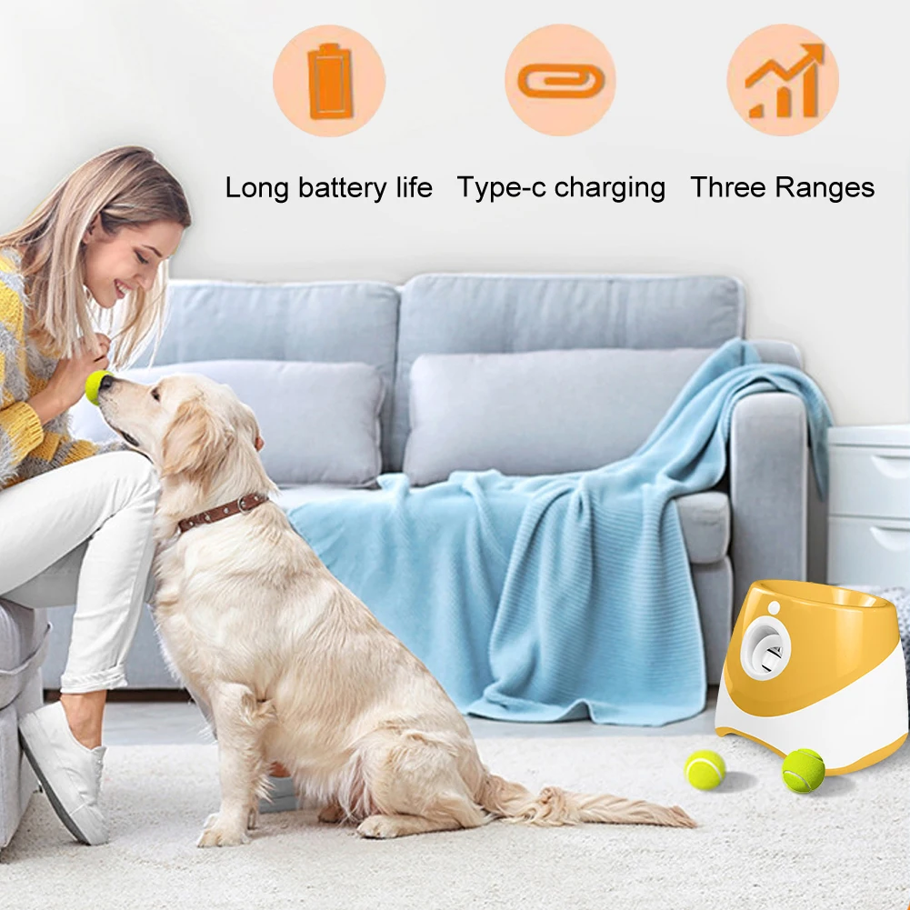 

Automatic Mini Tennis Ball Launcher Dog Chase Toy Fun Ball Thrower Machine Dogs Throwing Pinball Machine Interactive Toy for Dog