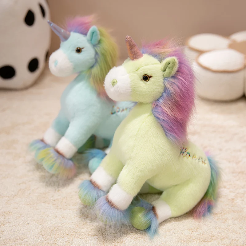 32 ซม.การ์ตูน Rainbow Unicorn ตุ๊กตา Plush คุณภาพสูงน่ารักสีสันผมยูนิคอร์นตุ๊กตาสัตว์ตกแต่งบ้านของขวัญเด็ก