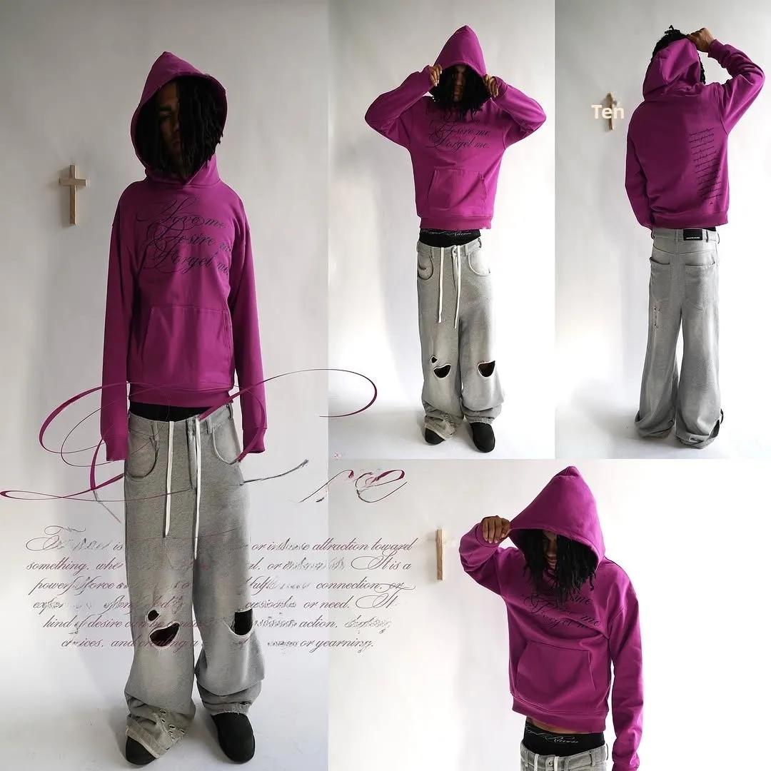 

Street Sle Punk Print Long Sve Толстовка с капюшоном ex Faion Retro k Color Overhead Jaet Y2K Модная одежда Ins