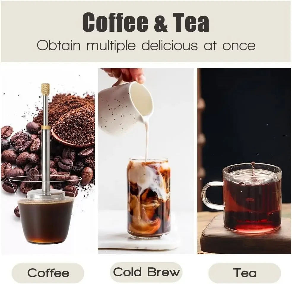 Reusable Stainless Steel Coffee and Tea Filter, Portable Travel Brewer