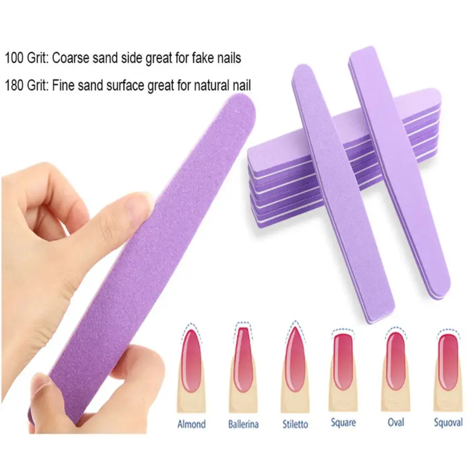 

Washable 10 Pcs Sponge Nail File Buffer Block Set for Nails, Fine Grit 100/180, High-Quality Pedicure Manicure Tool Kit