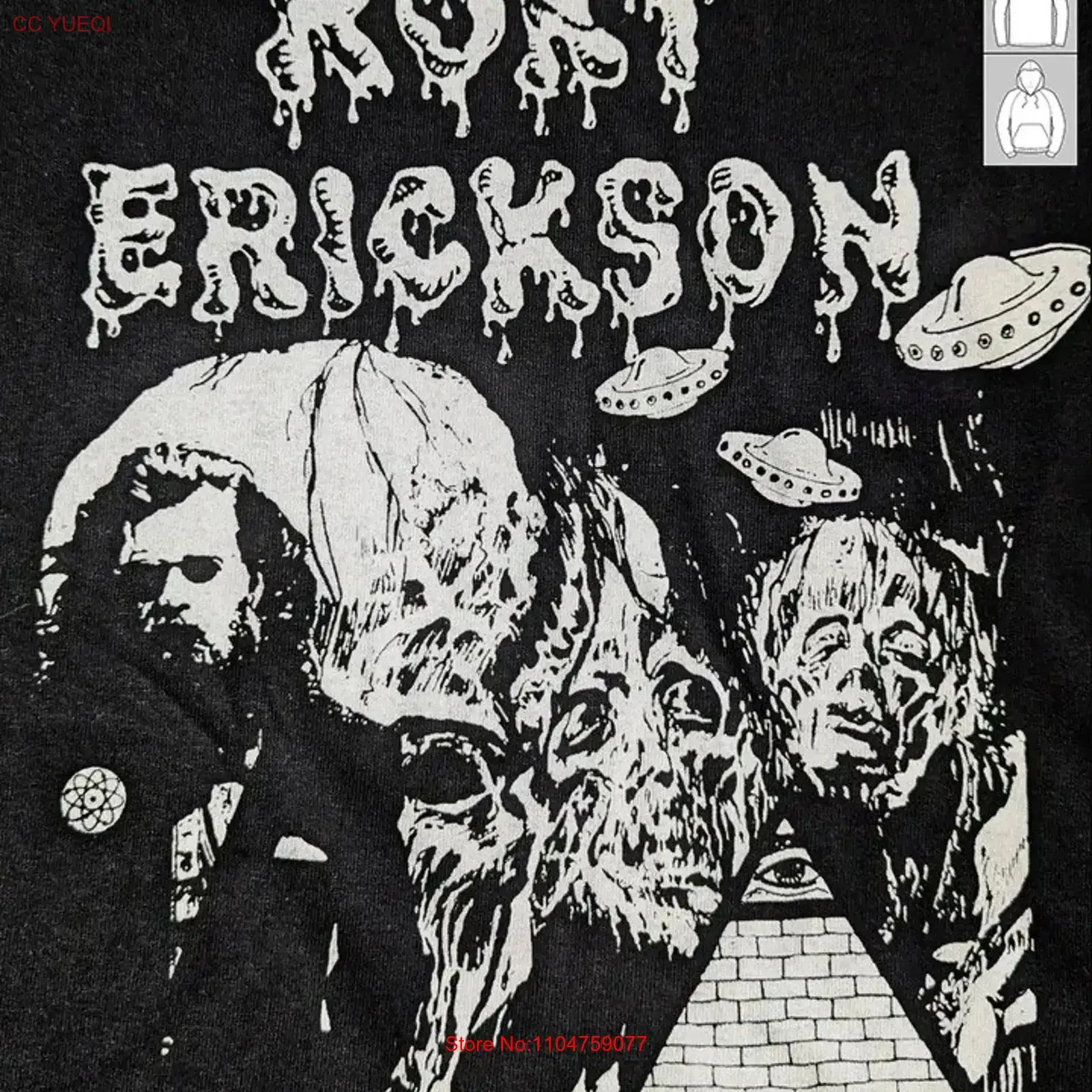 Hot Roky Erickson artwor For Fans S 235XL T Shirt JJ509 vintage Washed Casual Soft fashion Slightly designer clothes graphic