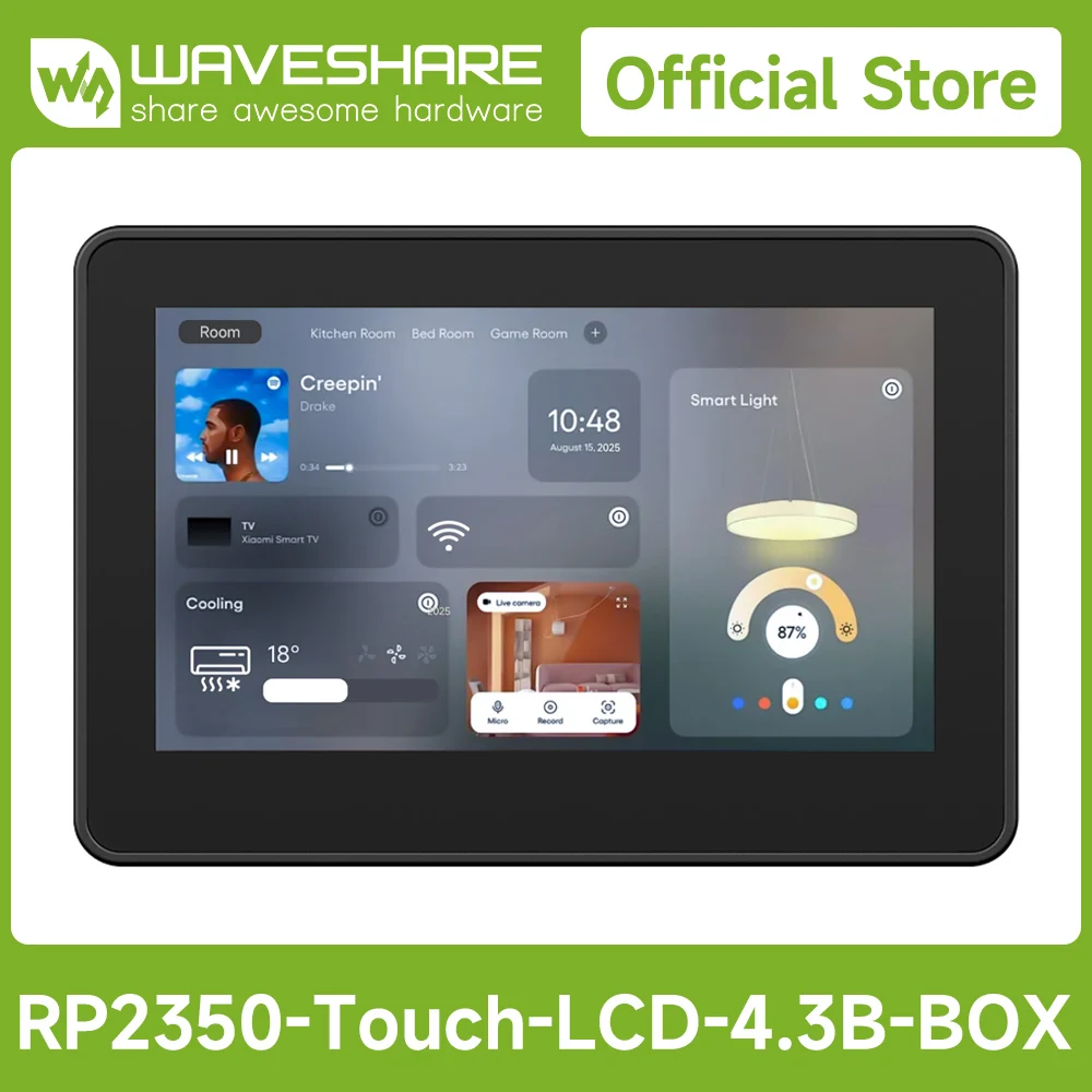 Waveshare RP2350 4.3inch Capacitive Touch Display Development Board, 800×480, 65K Color,Dual-core And Dual-architecture