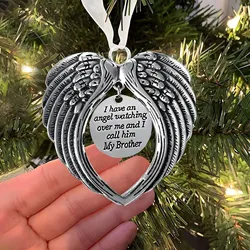 My Heart Is In Heaven Angel Wing Ornament Christmas Tree Pendant Household Festival Party Decorations Xmas Memorial Pendants