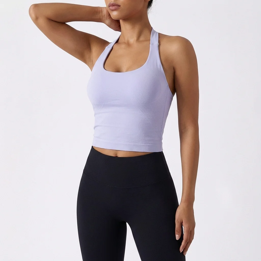 Women's Sexy Seamless Yoga Vest Fitness Bra Sports Bra Hanging Neck Yoga Vest Breathable Pilates Top Gym Top for Active Wear image 6