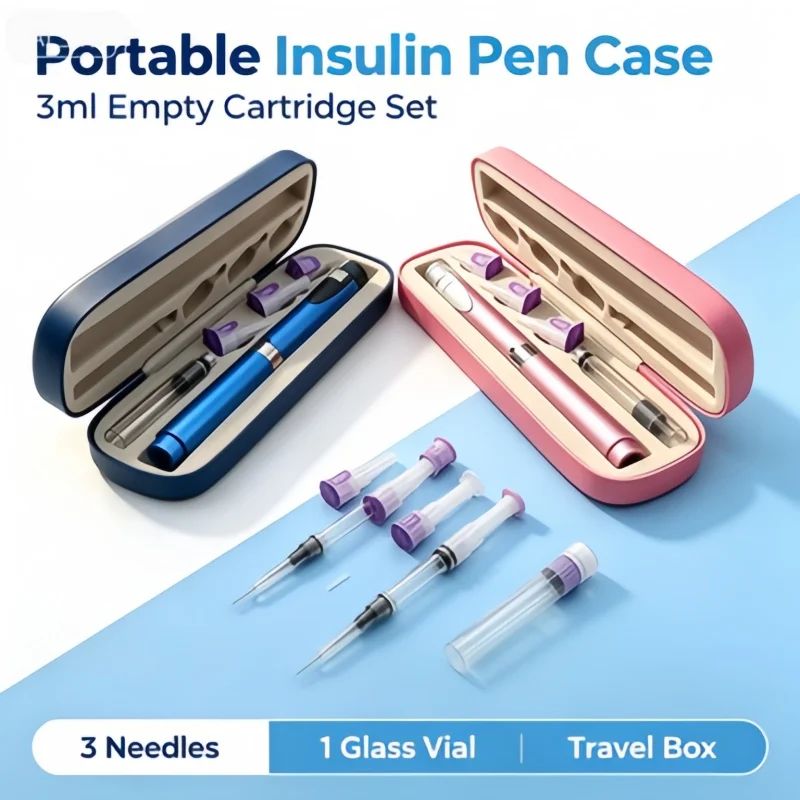 3ml Empty Cartridge Reusable Insulin Pen Kit With Case 3 Needles &1 Vial Home Diabetic Supply Set No Drug Included