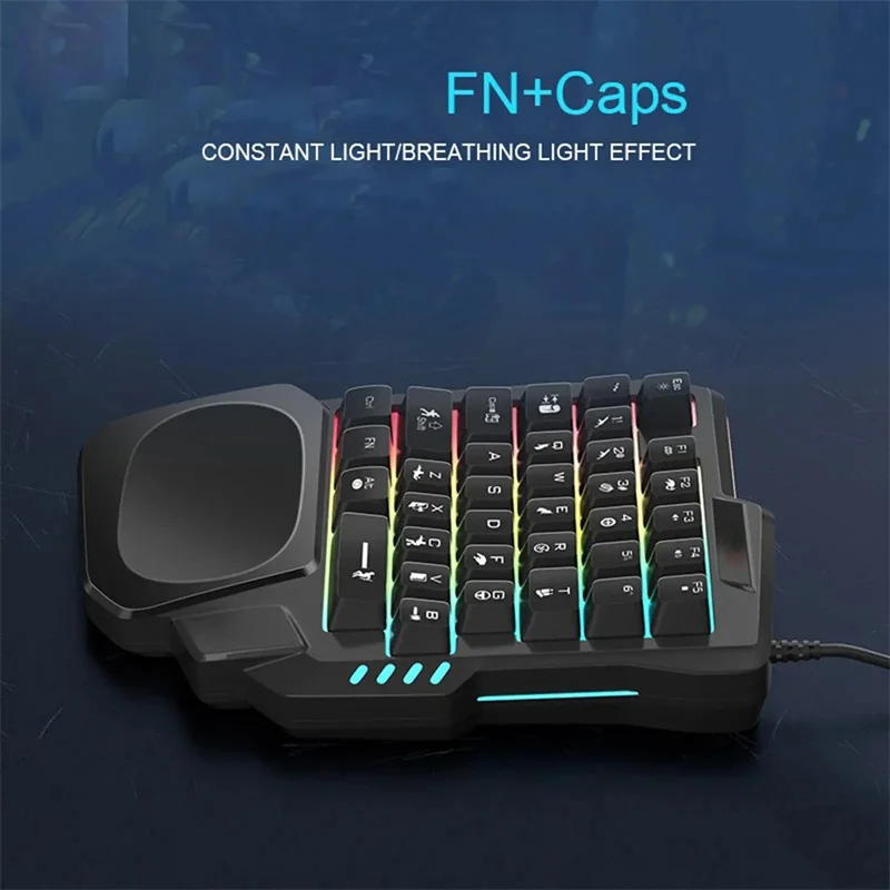 One-handed Wired Keyboard 35 Keys Portable Luminous Gaming Keyboards USB Wired RGB Backlit Ergonomics Hand Rest For PC PS4 Gamer