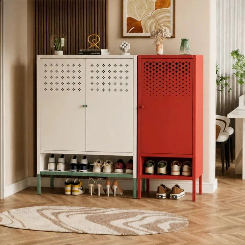 Storage Locker Iron Shoe Rack Dust-proof Design Organizer Living Room Shoerack Cabinet Shelves Ultra Thin Entryway Furniture