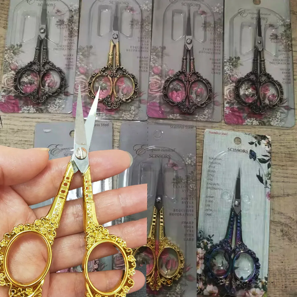 

7Colors Luxury Stainless Steel Scissor Retro Antique Plum Blossom Scissors Sewing Trimmer Floral Yarn Tailor's Scissors TD-25