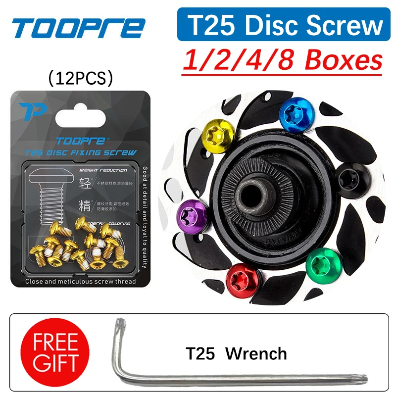 

Toopre 12pcs Bicycle Disc Brake Rotor Torx Bolts T25 Screw M5x9mm Stainless Steel Gold Red Blue Fixing Screws For MTB Road Bike